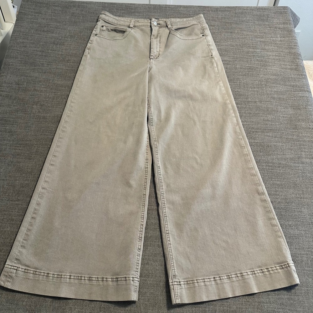 Maeve Anthropologie Wide Leg Pants Women 32 Taupe Gray  High Rise Trouser